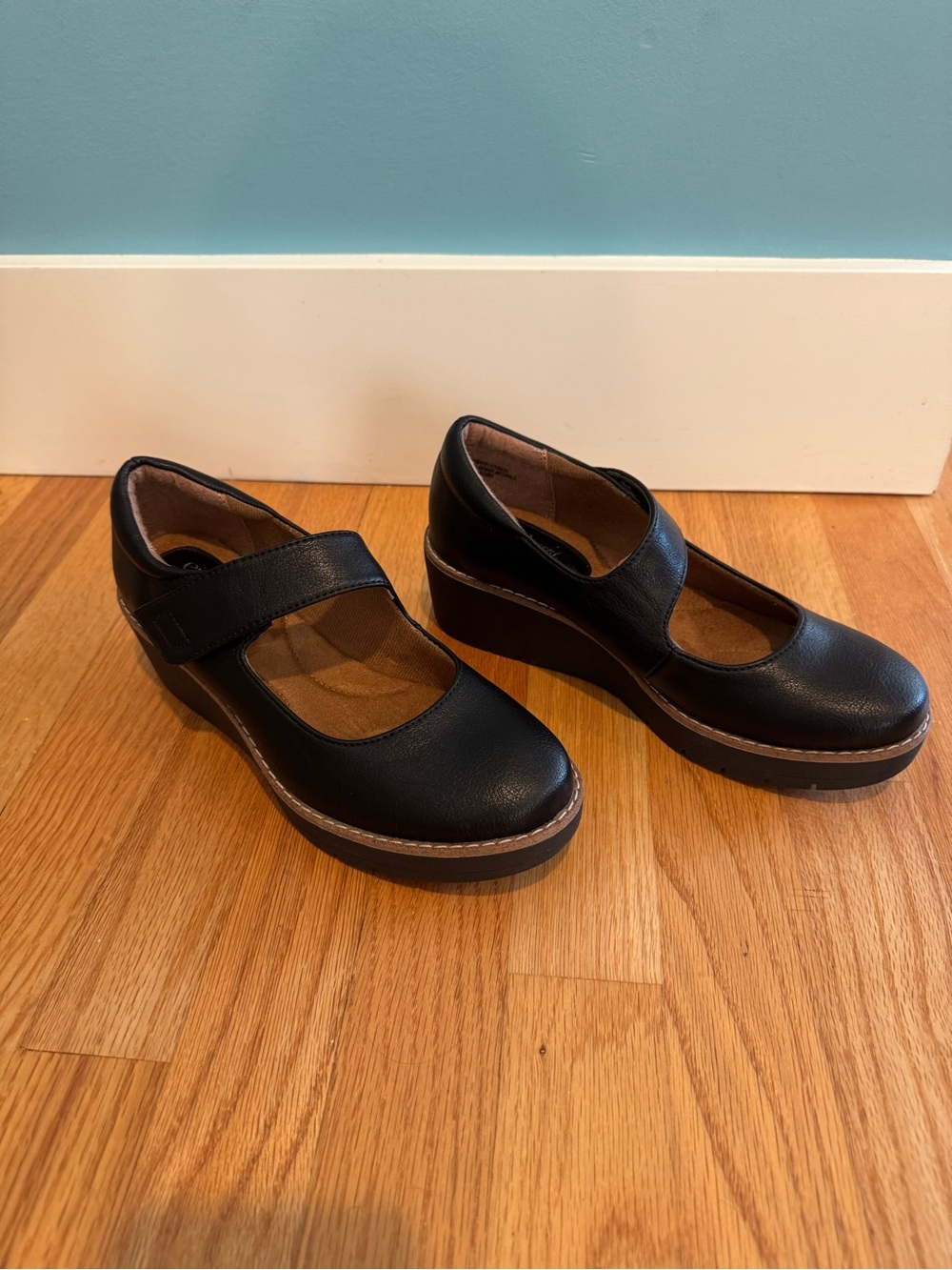 Women's Black Platform Mary Jane Comfort Shoes